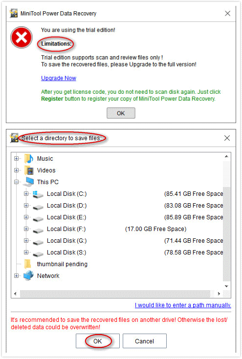 limitations or directory selection