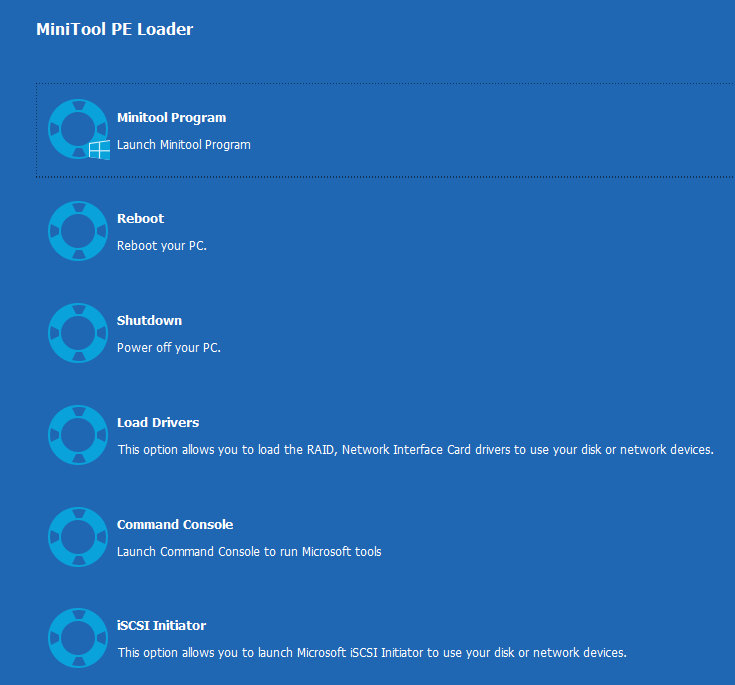 MiniTool PE Loader interface