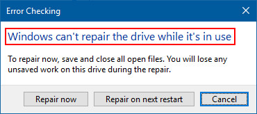 can’t repair the drive