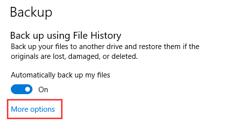 automatically back up files Windows 10 with File History