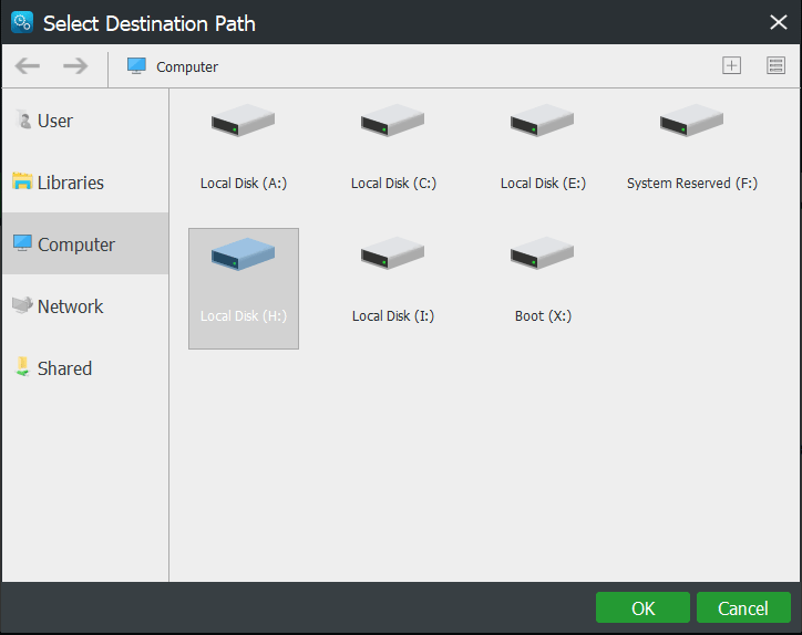 partition backup to an external hard drive or USB drive