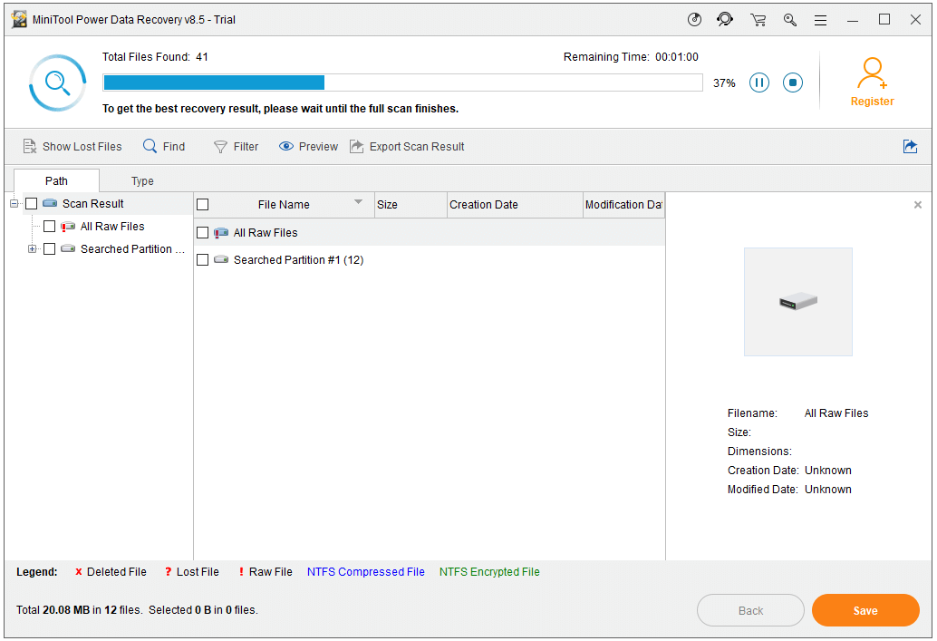 recover and save the lost files
