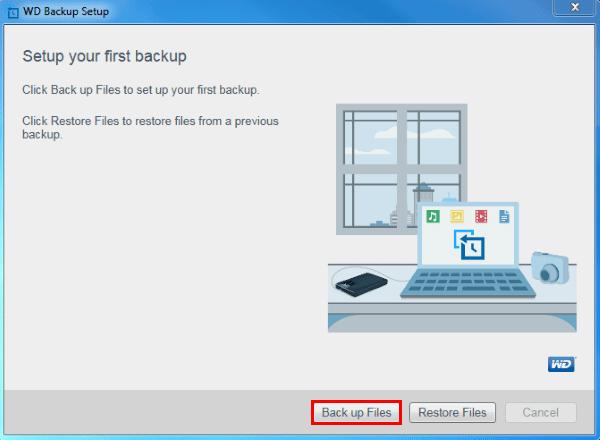 click Back up Files to continue 