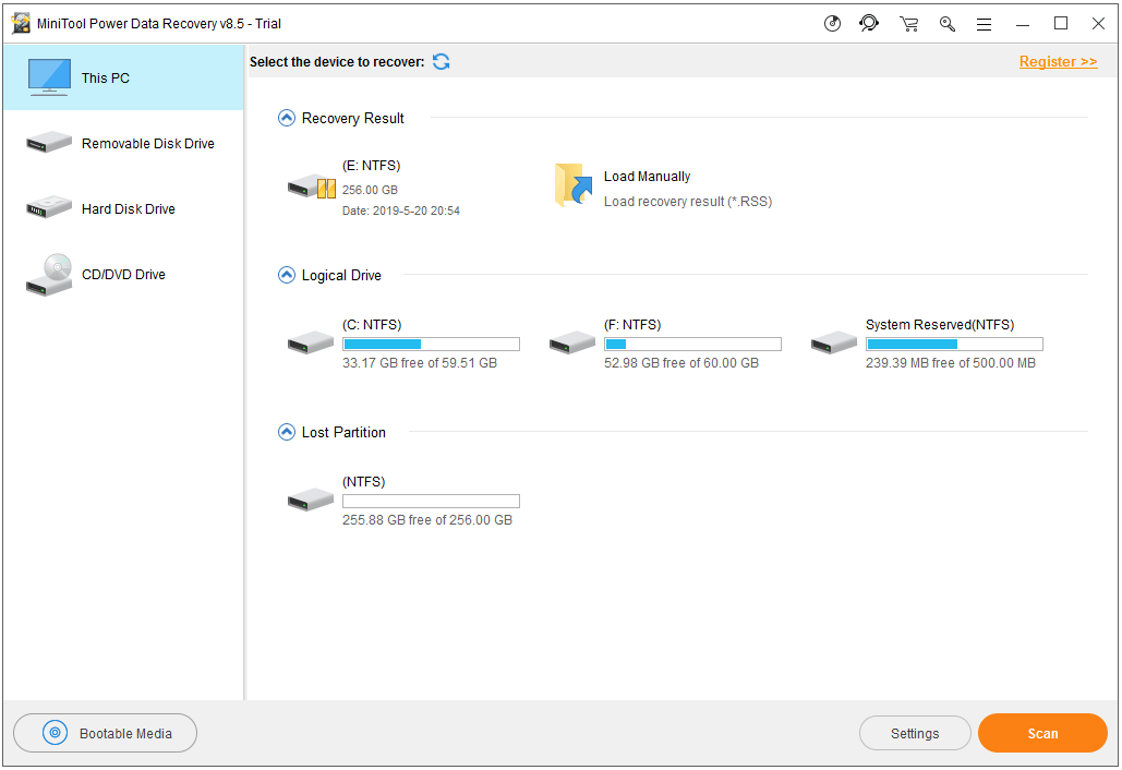 choose the target partition to scan