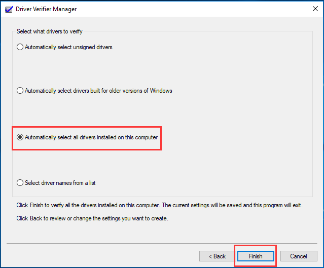 choose automatically select all drivers installed on this computer