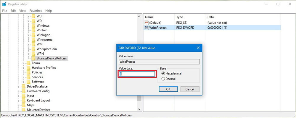 change the value data to 0
