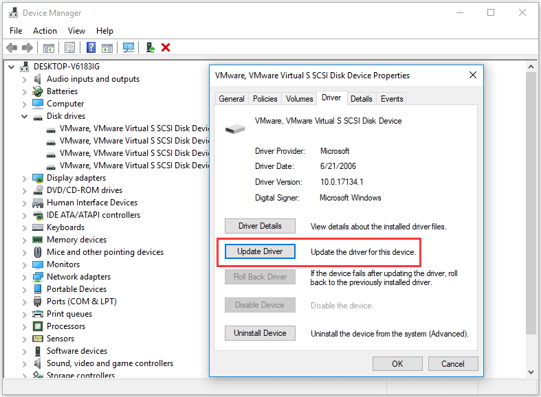 fix kernel data inpage error by updating device driver