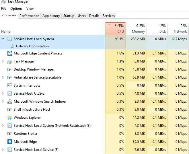 service host local system high disk