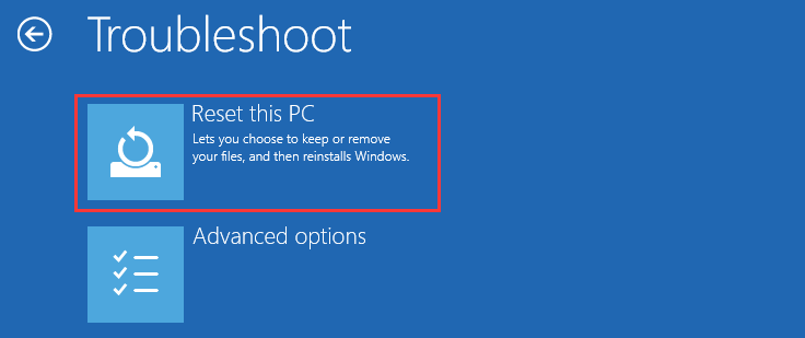 choose Reset this PC