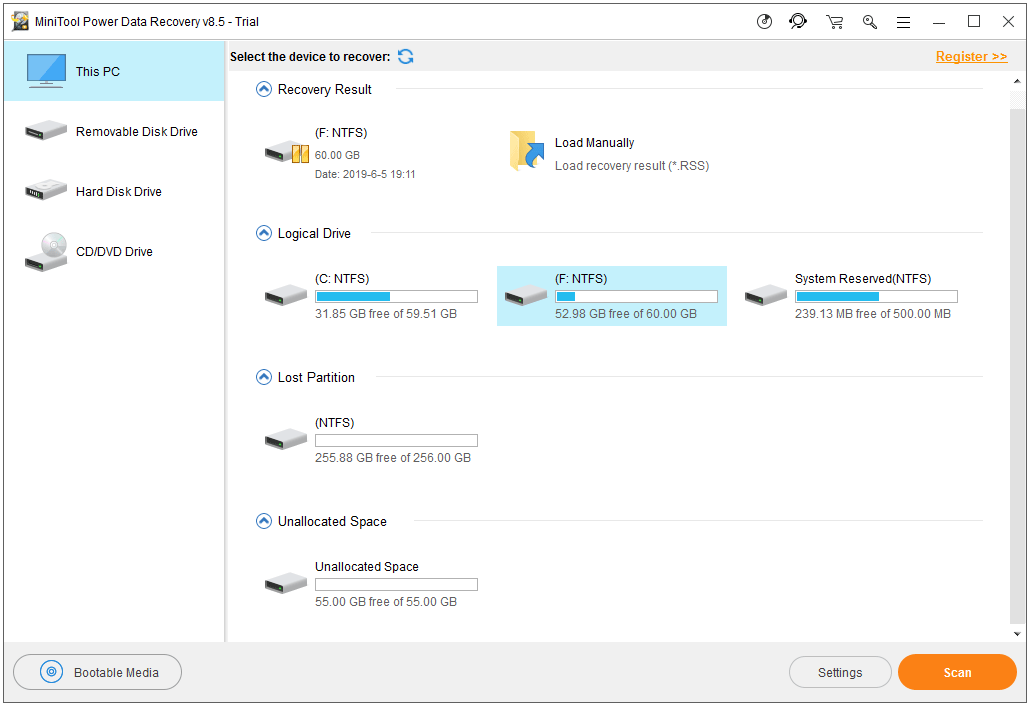 choose the target partition to scan