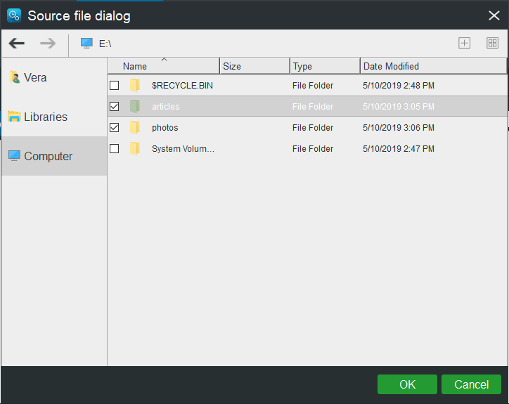 choose sync files