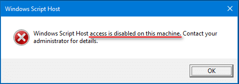WSH access is disabled on this machine