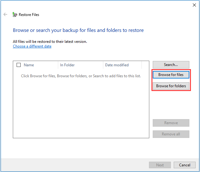 click Browse for file