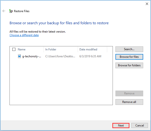 click Next to continue