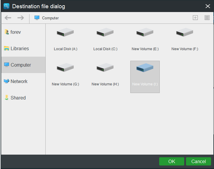 choose an external hard drive to save the large files