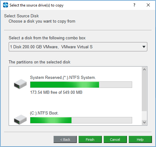 select the source disk 