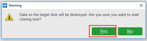 confirm to start cloning now 