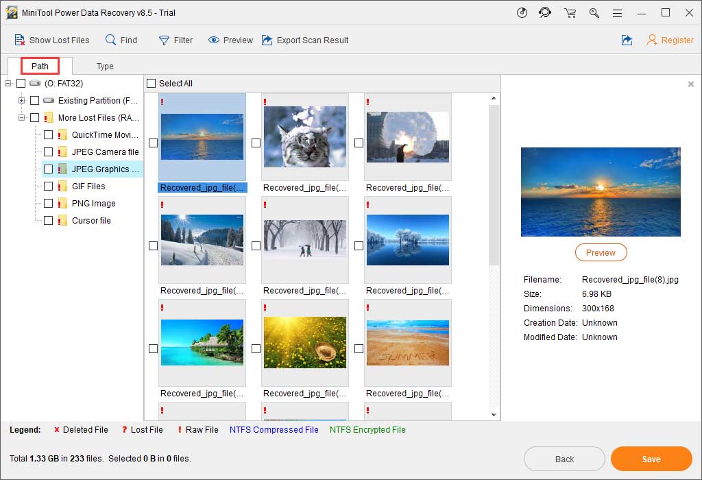 scan results by path