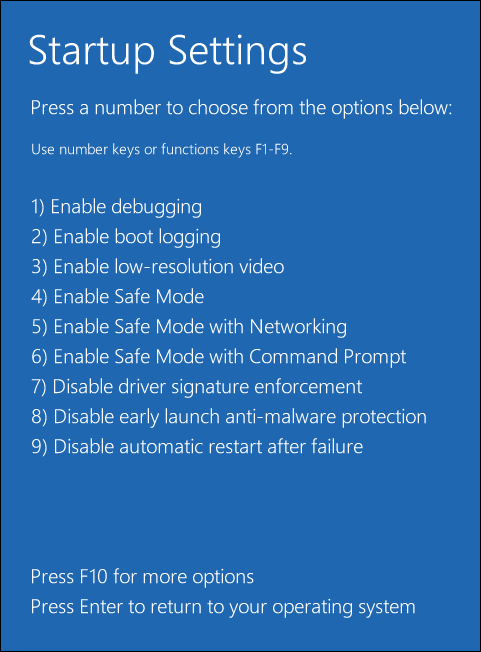 start Windows 10 into safe mode