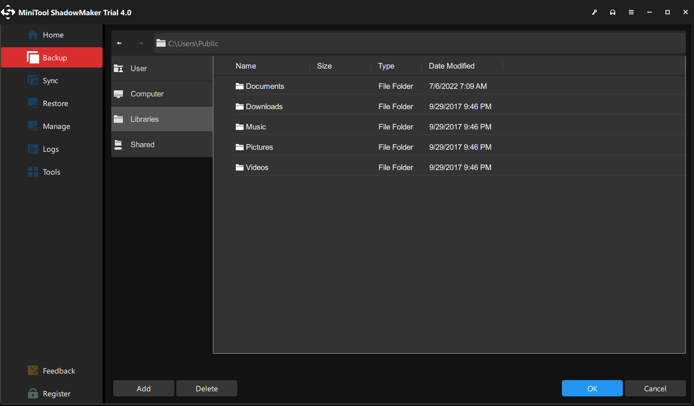 select destination path 