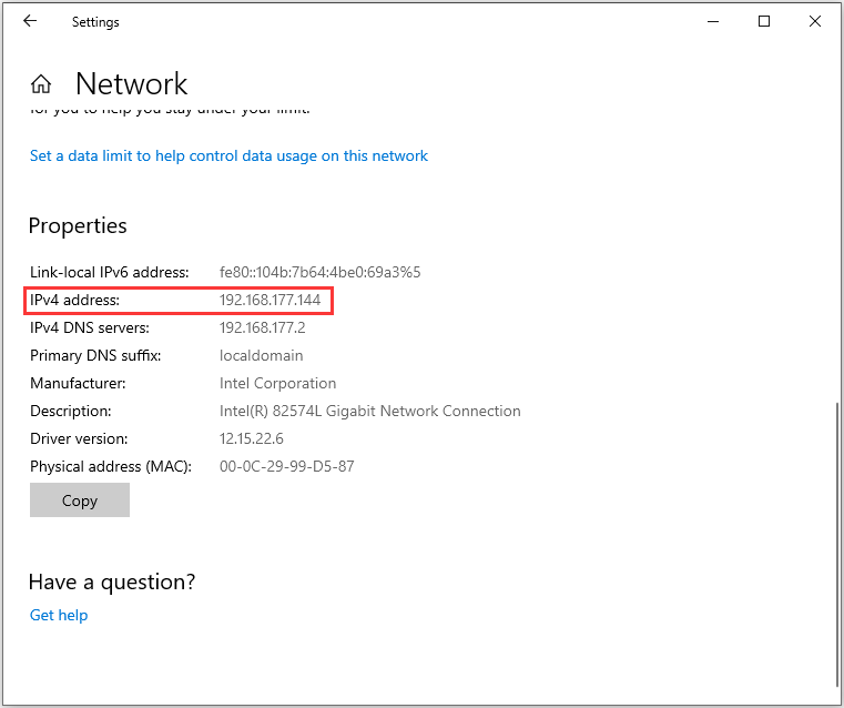 copy and paste your IPv4 address