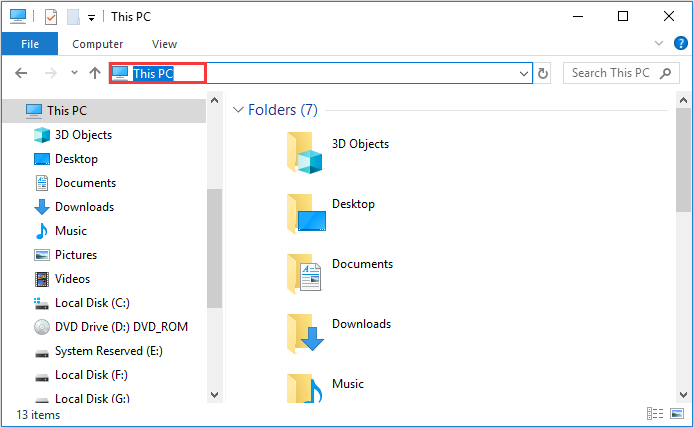 enter the shared links in This PC to view shared files