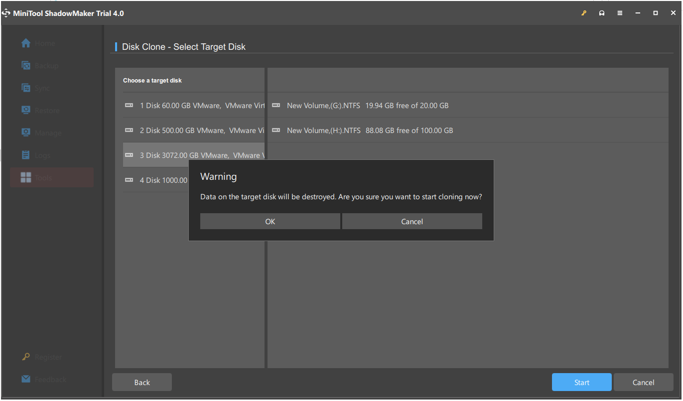 choose the system disk where Windows 10 is installed as the source disk and choose a USB drive as a target disk