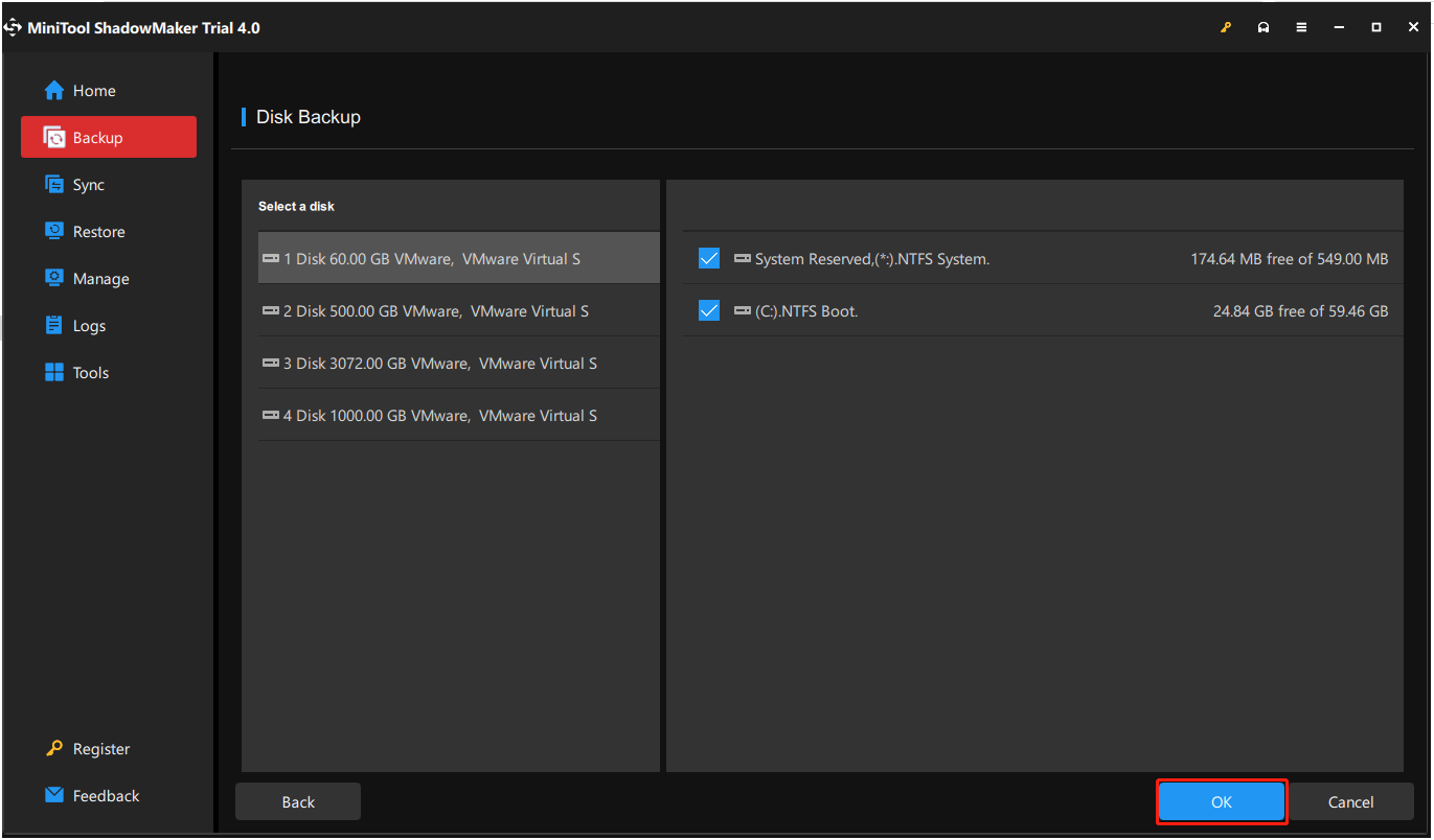 choose disk and partition