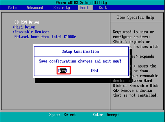 click Yes to enter BIOS
