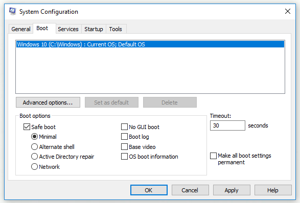 boot the computer into Safe Mode 