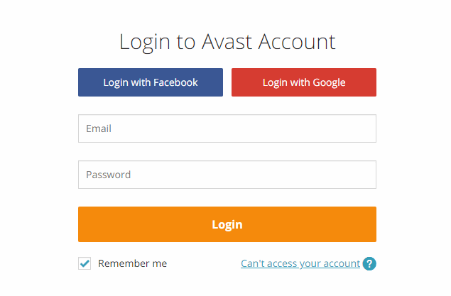 Login to Avast Account