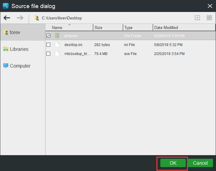 select the file sync source