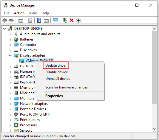 update your video driver