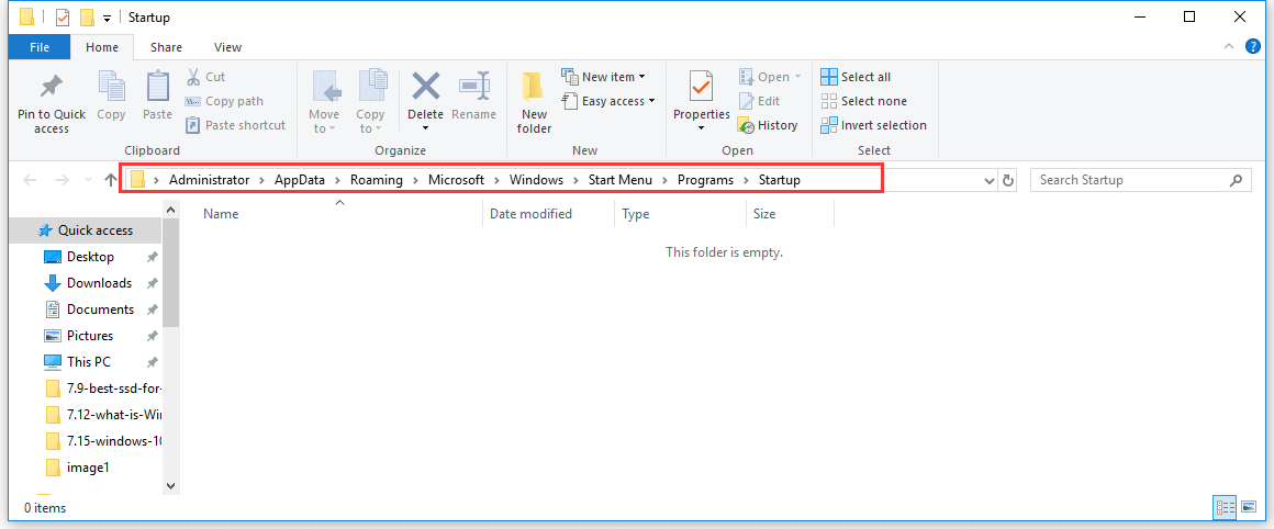 access Windows 10 personal startup folder