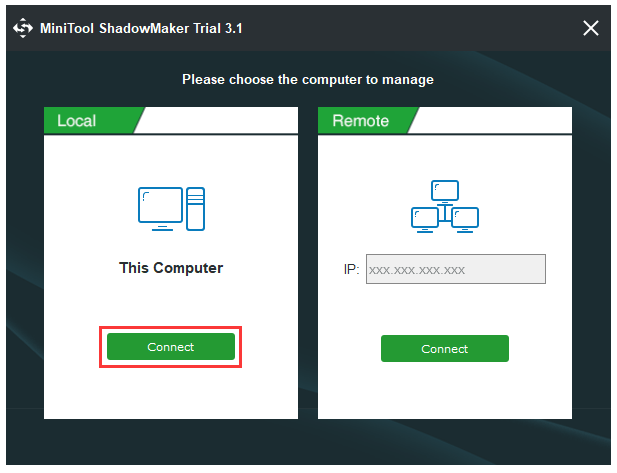 run MiniTool ShadowMaker Trial edition