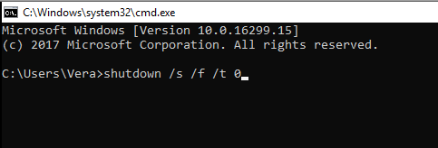 shut down PC via cmd