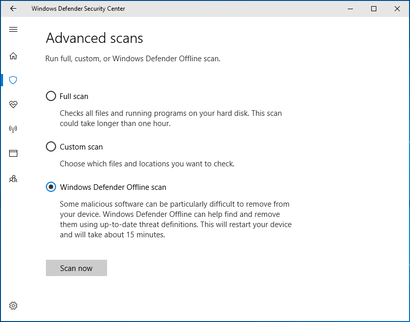 Windows Defender Offline scan