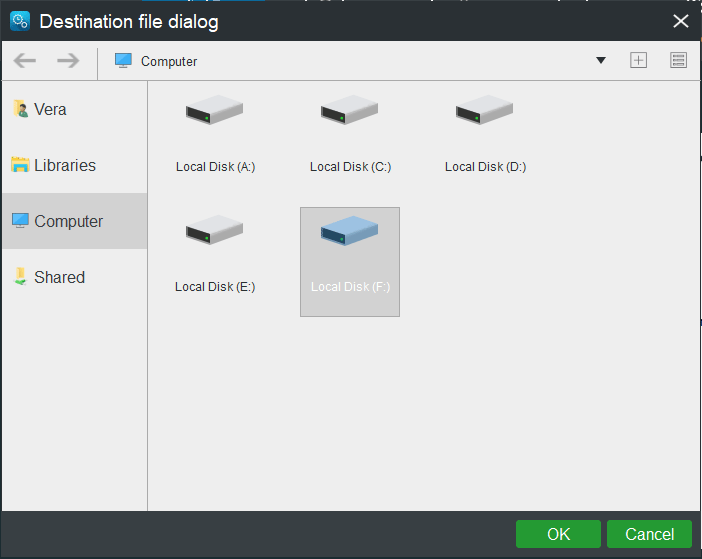 choose destination file