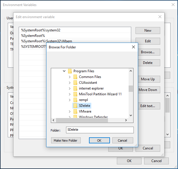 add SDelete to environment variables