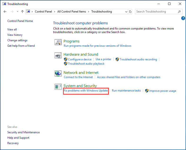 fix problems with Windows Update