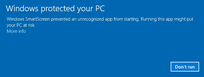 Windows protected your PC message