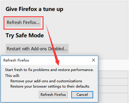 refresh firefox