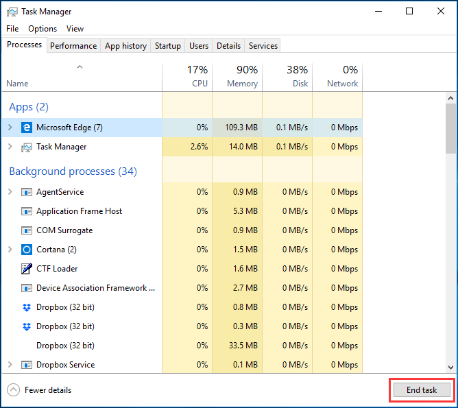 close browser via task manager