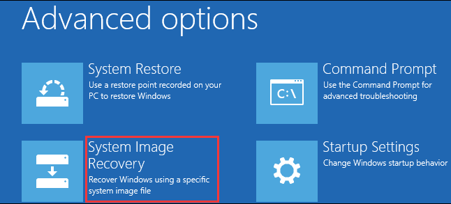 choose System Image Recovery in Advanced options