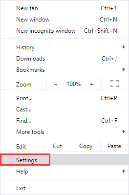 select the Settings option