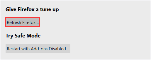 click Refresh Firefox