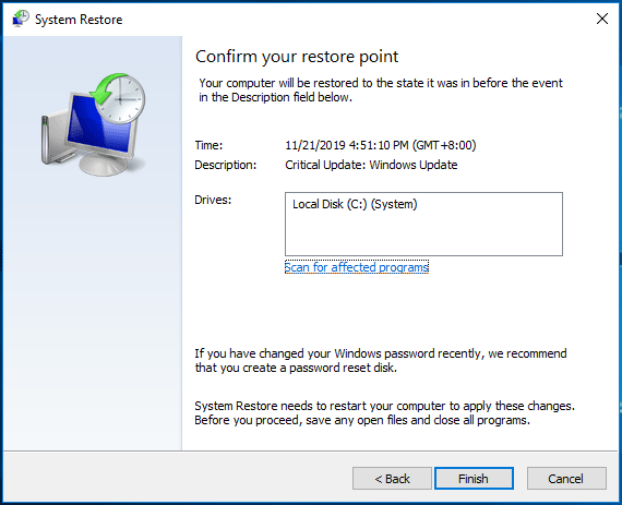 perform a system restore