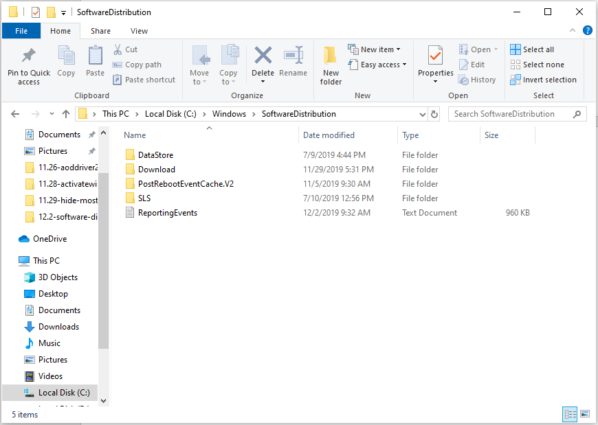 SoftwareDistribution folder on Windows 10