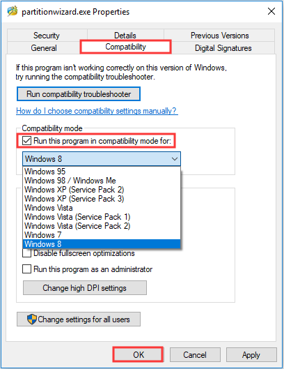 configure compatibility settings