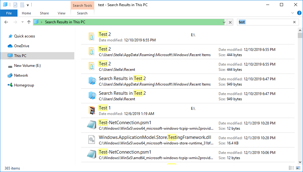 search for files in Windows 10 using File Explorer